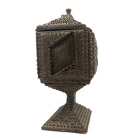 A.L's Marvelous Old Chip Carved Tramp Art Pedestal Box
