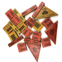 Antique S.L Hill Village School/ Union College Double-Sided Blocks