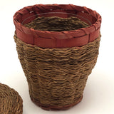 Small Wabanaki Sweetgrass and Dyed Ash Splint Lidded Basket with Cup