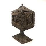A.L's Marvelous Old Chip Carved Tramp Art Pedestal Box