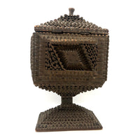 A.L's Marvelous Old Chip Carved Tramp Art Pedestal Box