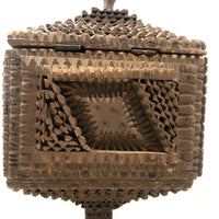 A.L's Marvelous Old Chip Carved Tramp Art Pedestal Box