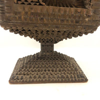 A.L's Marvelous Old Chip Carved Tramp Art Pedestal Box