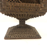 A.L's Marvelous Old Chip Carved Tramp Art Pedestal Box