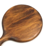 Lovely Antique Wood Framed Bevelled Glass Round Hand Mirror