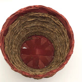 Small Wabanaki Sweetgrass and Dyed Ash Splint Lidded Basket with Cup