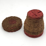 Small Wabanaki Sweetgrass and Dyed Ash Splint Lidded Basket with Cup