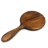 Lovely Antique Wood Framed Bevelled Glass Round Hand Mirror