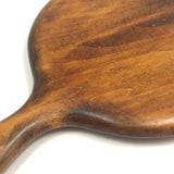 Lovely Antique Wood Framed Bevelled Glass Round Hand Mirror