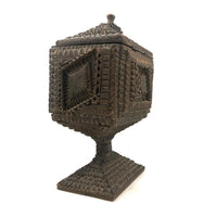 A.L's Marvelous Old Chip Carved Tramp Art Pedestal Box