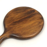 Lovely Antique Wood Framed Bevelled Glass Round Hand Mirror