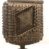 A.L's Marvelous Old Chip Carved Tramp Art Pedestal Box