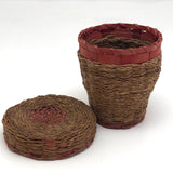 Small Wabanaki Sweetgrass and Dyed Ash Splint Lidded Basket with Cup