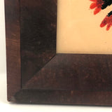 Wonderful Antique Folk Art Reverse Glass Painting of Flowers