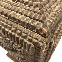 A.L's Marvelous Old Chip Carved Tramp Art Pedestal Box