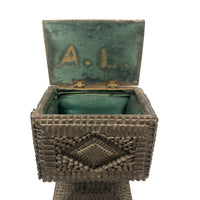 A.L's Marvelous Old Chip Carved Tramp Art Pedestal Box