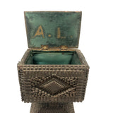 A.L's Marvelous Old Chip Carved Tramp Art Pedestal Box