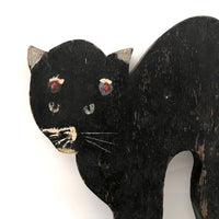 Old Folk Art Black Scare Cat with Double Eyes