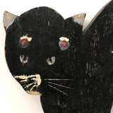 Old Folk Art Black Scare Cat with Double Eyes