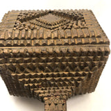 A.L's Marvelous Old Chip Carved Tramp Art Pedestal Box
