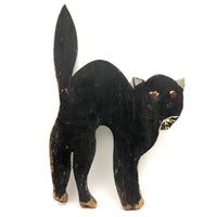 Old Folk Art Black Scare Cat with Double Eyes
