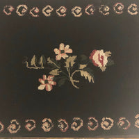 Sweet Old Floral Petit Point on Dark Blue Wool