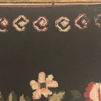 Sweet Old Floral Petit Point on Dark Blue Wool