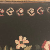Sweet Old Floral Petit Point on Dark Blue Wool