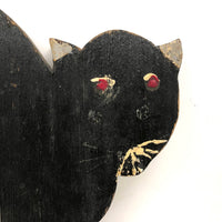 Old Folk Art Black Scare Cat with Double Eyes