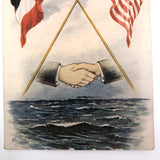 Crossed French and American Flags Antique Postcard
