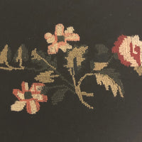 Sweet Old Floral Petit Point on Dark Blue Wool