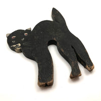 Old Folk Art Black Scare Cat with Double Eyes