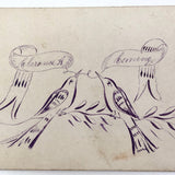 Hand-drawn Pen and Ink Antique Calling Card with Two Birds