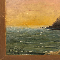 Luminous 1899 E.C. Clark Oil on Chamfered Wood Panel Seascape