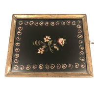 Sweet Old Floral Petit Point on Dark Blue Wool