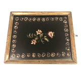 Sweet Old Floral Petit Point on Dark Blue Wool