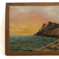 Luminous 1899 E.C. Clark Oil on Chamfered Wood Panel Seascape