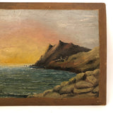 Luminous 1899 E.C. Clark Oil on Chamfered Wood Panel Seascape