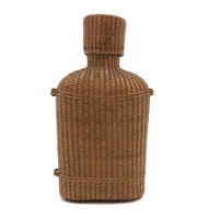 Early 20th C. Finely Woven Wicker Covered French Flask with Original Stopper