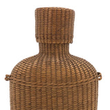 Early 20th C. Finely Woven Wicker Covered French Flask with Original Stopper