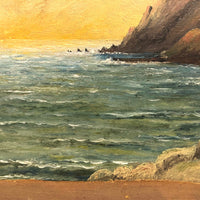 Luminous 1899 E.C. Clark Oil on Chamfered Wood Panel Seascape