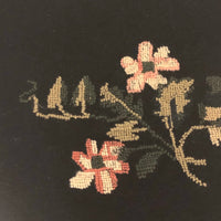 Sweet Old Floral Petit Point on Dark Blue Wool