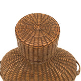 Early 20th C. Finely Woven Wicker Covered French Flask with Original Stopper