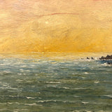 Luminous 1899 E.C. Clark Oil on Chamfered Wood Panel Seascape