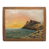 Luminous 1899 E.C. Clark Oil on Chamfered Wood Panel Seascape
