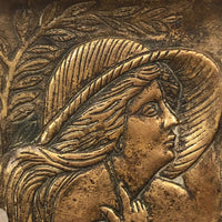 Brass Art Nouveau Ashtray with Woman in Large Hat
