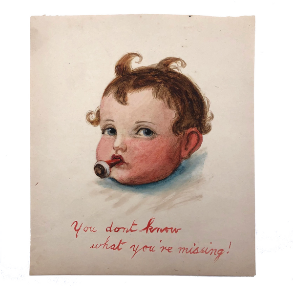 "You Don't Know What You're Missing" Watercolor of Baby with Pacifier