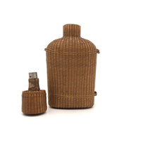 Early 20th C. Finely Woven Wicker Covered French Flask with Original Stopper