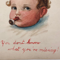 "You Don't Know What You're Missing" Watercolor of Baby with Pacifier