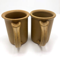 Pair of Vintage 1967 Bennington Tawny Glaze Thumbprint Mugs